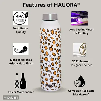 HAUORA? Stainless Steel Water Bottle,3D Embossed UV Printed,Matt Finish|Single Walled|Designer Theme|Suitable for Both Indoor  Outdoor, Leakproof-thumb4