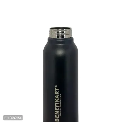 BENEFIKART? Stainless Steel Single Walled Water Bottle| Premium Food Grade Powder Coated Coloured Surface| Durable, Lightweight, Leakproof| Matt Finish, 950 ml Capacity (1 Litre / 950ml, Black, 1)-thumb5