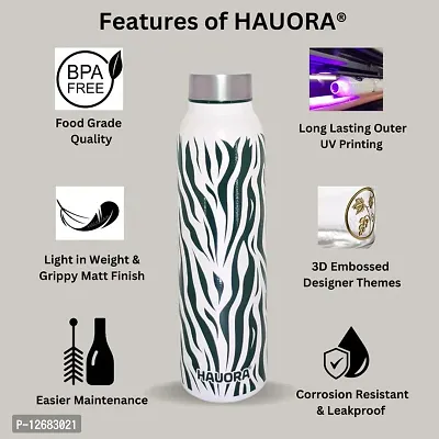 HAUORA? Stainless Steel Water Bottle,3D Embossed UV Printed,Matt Finish|Single Walled|Designer Theme|Suitable for Both Indoor  Outdoor, Leakproof-thumb3