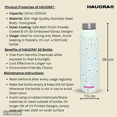 HAUORA? Stainless Steel Water Bottle,3D Embossed UV Printed,Matt Finish|Single Walled|Designer Theme|Suitable for Both Indoor  Outdoor, Leakproof-thumb5