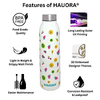 HAUORA? Stainless Steel Water Bottle,3D Embossed UV Printed,Matt Finish| Single Walled| Designer Theme| Suitable for both Indoor  Outdoor, Leakproof,1000ml (Fruits Multicolor (W), 1)-thumb3