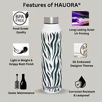 HAUORA&reg; Zebra Designer Stainless Steel Water Bottle,3D Embossed UV Printed, Matt Finish| Single Walled| Designer Theme| Suitable for Both Indoor  Outdoor, Leakproof-thumb2