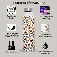 HAUORA&reg; Cheetah Designer Stainless Steel Water Bottle,3D Embossed UV Printed, Matt Finish| Single Walled| Designer Theme| Suitable for Both Indoor  Outdoor, Leakproof-thumb3