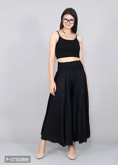 Stylish Black Silk Blend Palazzo Pants For Women