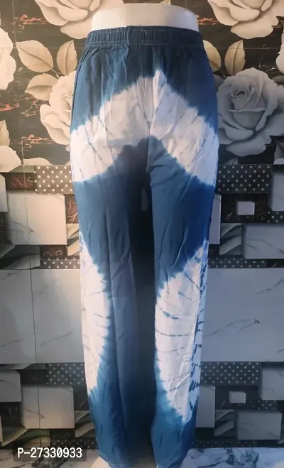 Elegant Blue Cotton Trousers For Women-thumb0