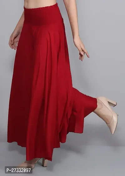 Stylish Red Silk Blend Palazzo Pants For Women