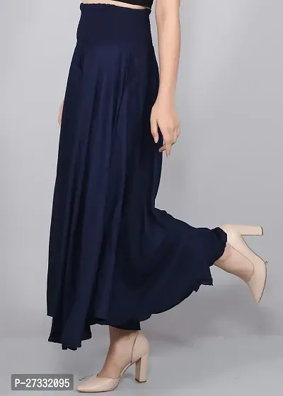 Stylish Blue Silk Blend Palazzo Pants For Women