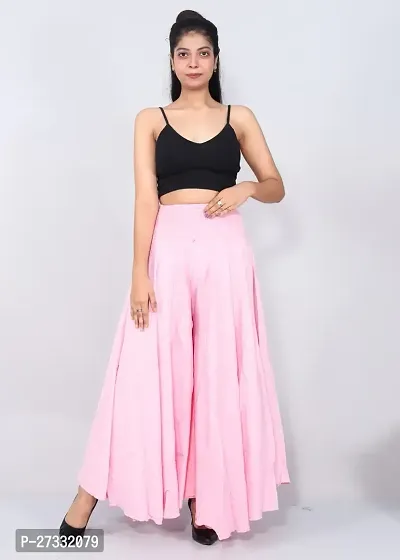 Stylish Pink Silk Blend Palazzo Pants For Women-thumb0