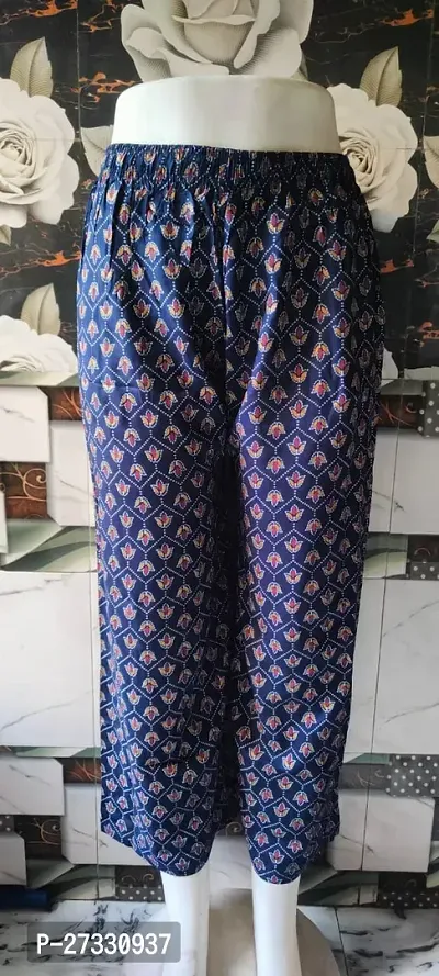 Elegant Navy Blue Cotton Trousers For Women