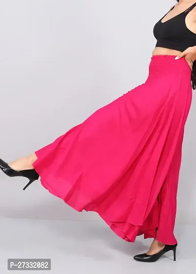 Stylish Red Silk Blend Palazzo Pants For Women-thumb0