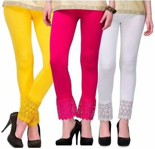 Womens Multicoloured Viscose Solid Leggings (Pack of 3)