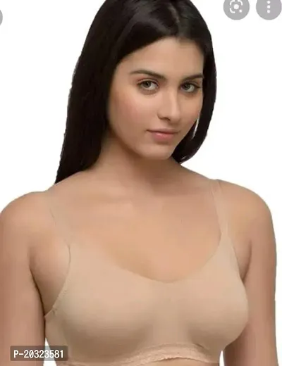 Stylish Beige Cotton Solid Bras For Women