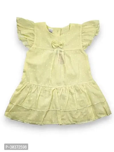 Fabulous Cotton Solid Yellow Frock For Girl-thumb0