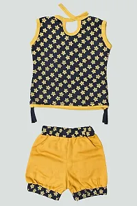 SFC FASHIONS Girls Cotton Casual Knee Length Dress (Yellow,) (G-427)-thumb1