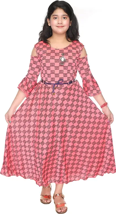 SFC Fashions Girls Cotton Blend Maxi/Full Length Casual Dress (G-123)