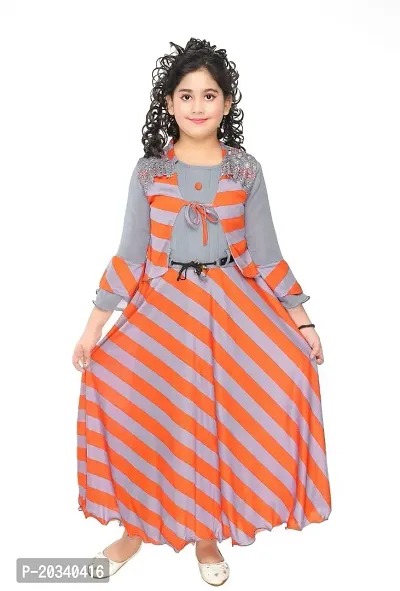 SFC FASHIONS Cotton Blend Maxi/Full Length Casual Dress for Girls Kids-GR-110