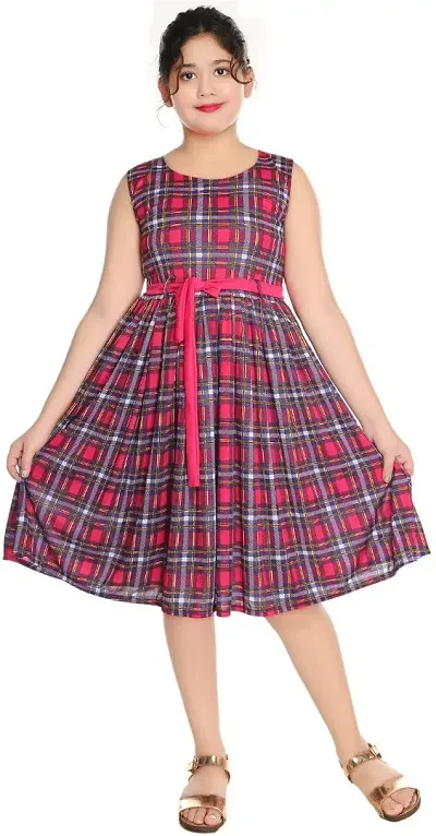 SFC FASHIONS Silk Blend Midi Party Dress for Girls Kids (GR-146)