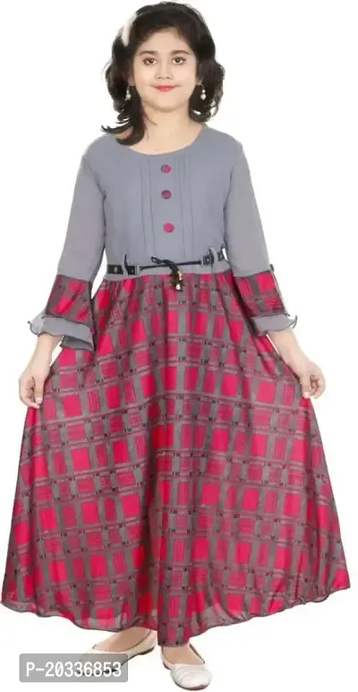 SFC FASHIONS Girl's Cotton Blend Maxi/Full Length Casual Dress (Gry)-thumb0