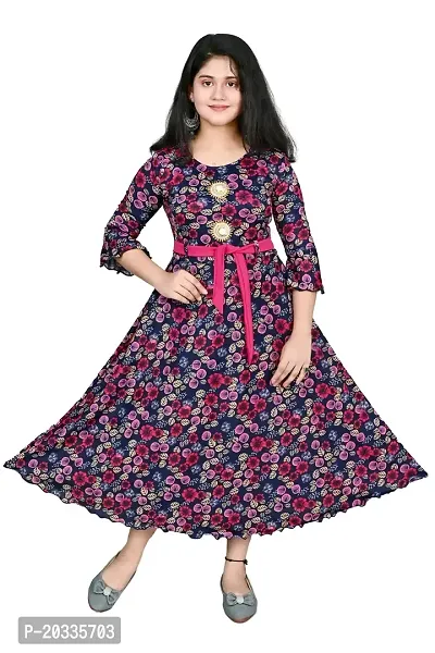 SFC FASHIONS Girls Cotton Casual Knee Length Frock Dress (G-440)-thumb0