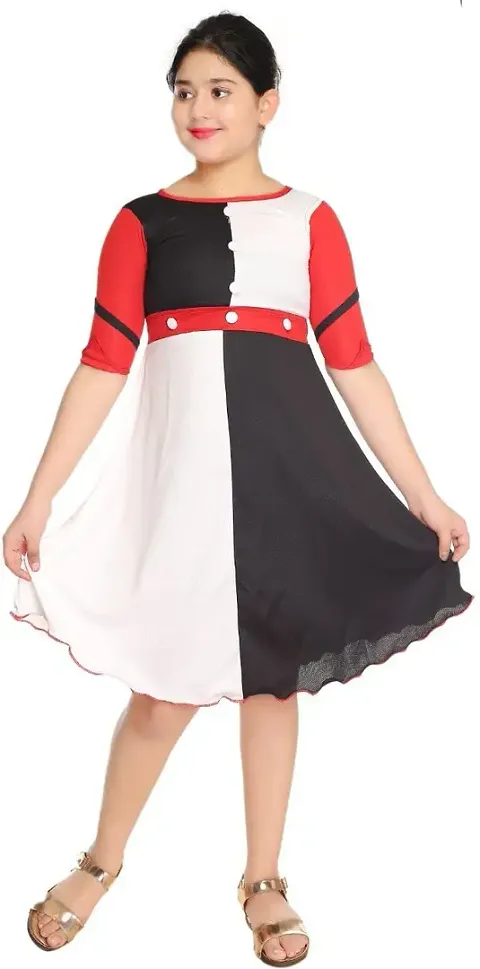 SFC Fashions Girls Cotton Blend Midi/Knee Length Party Dress (GR-147)