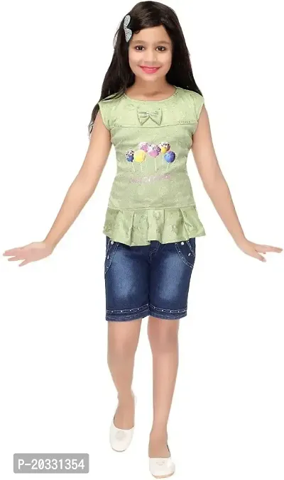 SFC FASHIONS Girls Chiffon Casual Top and Jeans Clothing Set-thumb0