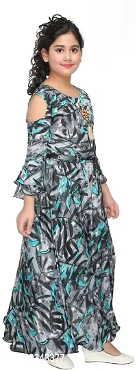 SFC FASHIONS Velvet Maxi/Full Length Casual Dress for Girls Kids (Green, 9-10 Years) (GR-108)-thumb3
