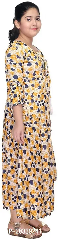 SFC FASHIONS Cotton Blend Beige Maxi/Full Length Casual Dress for Girls Kids (GR-163)-thumb3