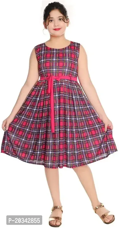SFC FASHIONS Denim Midi Party Dress for Girls Kids (Multicolour, 8-9 Years) (GR-146)