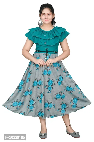 SFC FASHIONS Cotton Blend Midi/Knee Length Casual Dress for Girls Kids (G-444)-thumb0