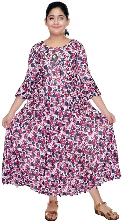 SFC Fashions Girls Cotton Blend Beige Maxi/Full Length Casual Dress (GR-163)