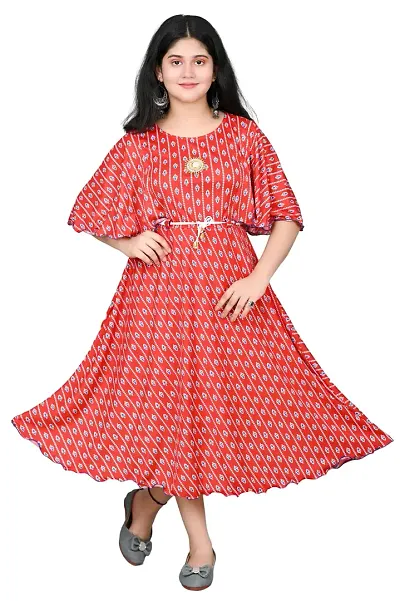 SFC FASHIONS Girl's Cotton Blend Midi Casual Dress (G-442)