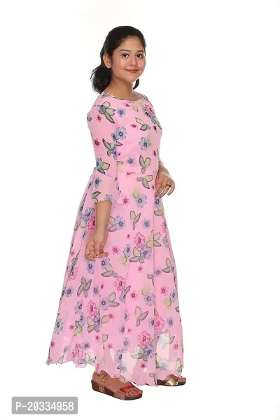 SFC Fashions Girls Chiffon Midi/Knee Length Casual Dress (Pink, 3-4 Years) (GR-176)-thumb4