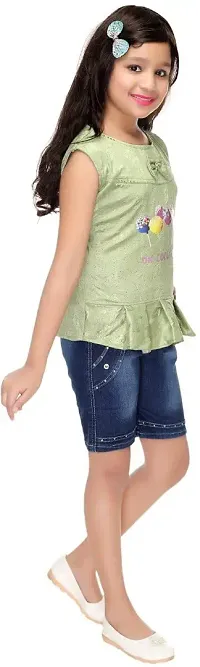 SFC FASHIONS Girl's Chiffon Casual Top and Jeans Clothing Set-thumb1