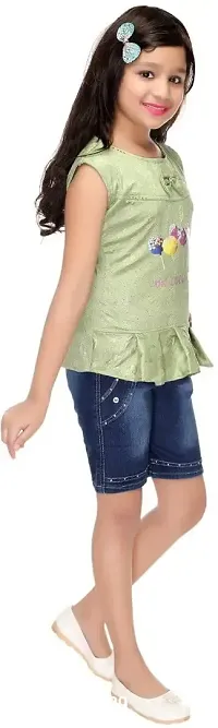 SFC FASHIONS Girl's Chiffon Casual Top and Jeans Clothing Set-thumb2