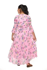 SFC Fashions Girls Chiffon Midi/Knee Length Casual Dress (Pink, 3-4 Years) (GR-176)-thumb1