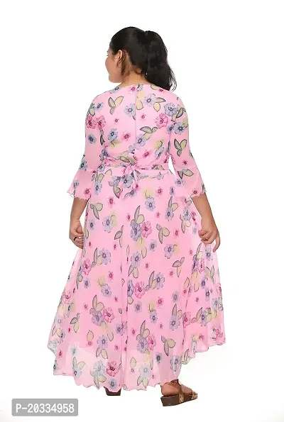 SFC Fashions Girls Chiffon Midi/Knee Length Casual Dress (Pink, 3-4 Years) (GR-176)-thumb2