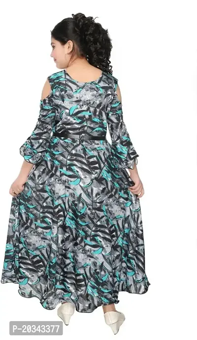 SFC FASHIONS Velvet Maxi/Full Length Casual Dress for Girls Kids (Green, 9-10 Years) (GR-108)-thumb2