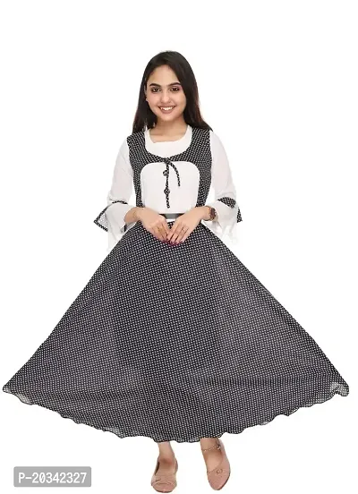 SFC FASHIONS Viscose Rayon Maxi/Full Length Casual Dress for Girls Kids (Black, 12-13 Years) (GR-160)