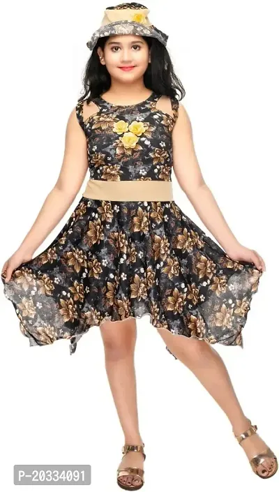 SFC Fashions Girls Cotton Blend Multicolor Midi/Knee Length Casual Dress (GR-151)