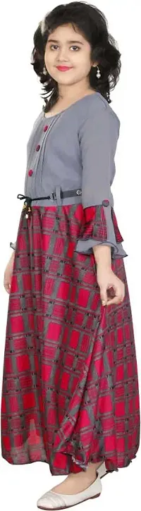SFC FASHIONS Girl's Cotton Blend Maxi/Full Length Casual Dress (Gry)-thumb1