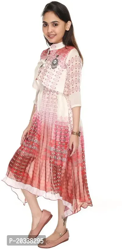 SFC FASHIONS Cotton Blend Multicolor Midi Casual Dress for Girls Kids (GR-159)-thumb3