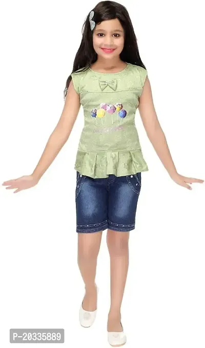 SFC FASHIONS Girl's Chiffon Casual Top and Jeans Clothing Set-thumb0