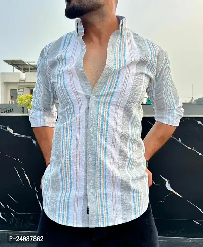 Stylish Printed Regular  Polyester Long Sleeves Casual Shirt for Men-thumb0