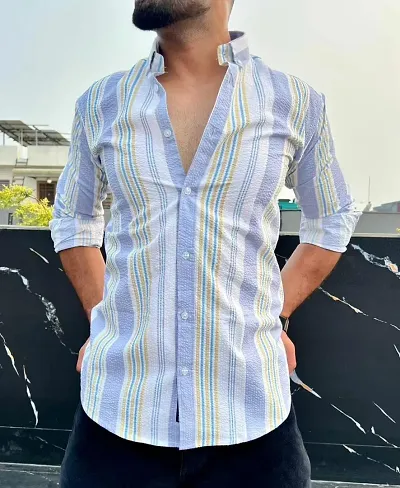 Stylish Printed Regular Polyester Long Sleeves Casual Shirt for Men