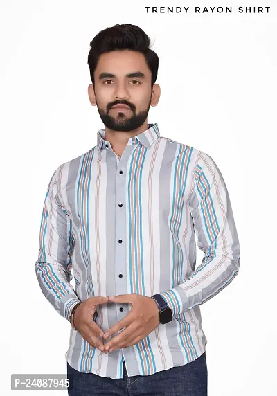 Stylish Printed Regular Rayon Long Sleeves Casual Shirt for Men-thumb0