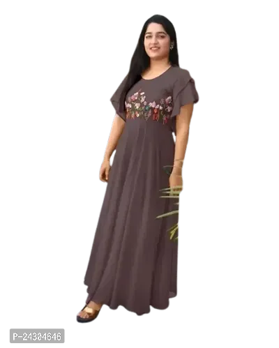 Stylish Indo-western Grey Solid Cotton Gown For Women