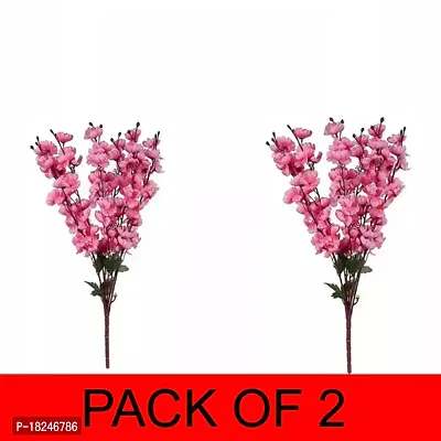 Real Pbr Artificial Home Decoration Cherry Blossom 7 Stick Bunch Pink Color Pack Of 2