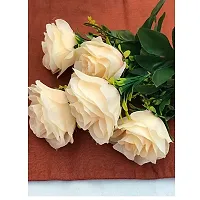 Real Pbr Artificial Flower Bunch 5Roses Home Decor-thumb2