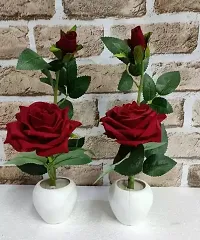 Real Pbr Artificial Flower Pots Faux Plants Plants With Pot Red Rose Pots Set Of 2 Studio Plants For Home Decor Living Room Balcony-thumb1