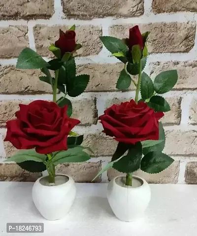 Real Pbr Artificial Flower Pots Faux Plants Plants With Pot Red Rose Pots Set Of 2 Studio Plants For Home Decor Living Room Balcony-thumb2